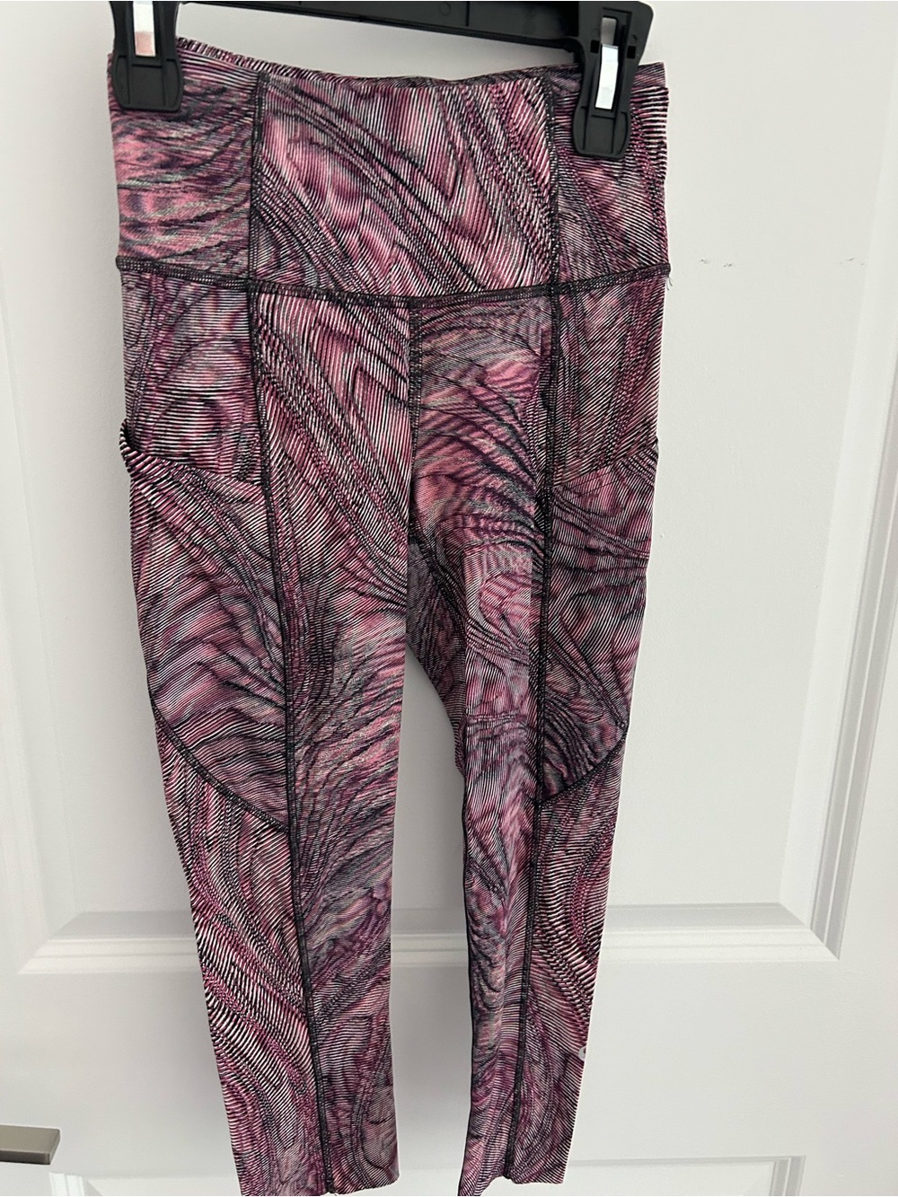 Girls Pink Patterned High-Waist Leggings